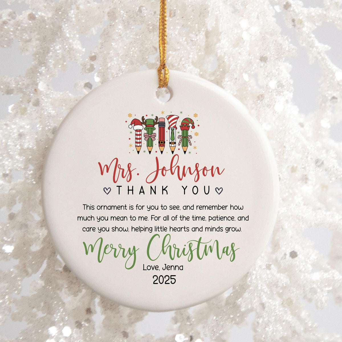 Personalized Teacher Christmas Ornament