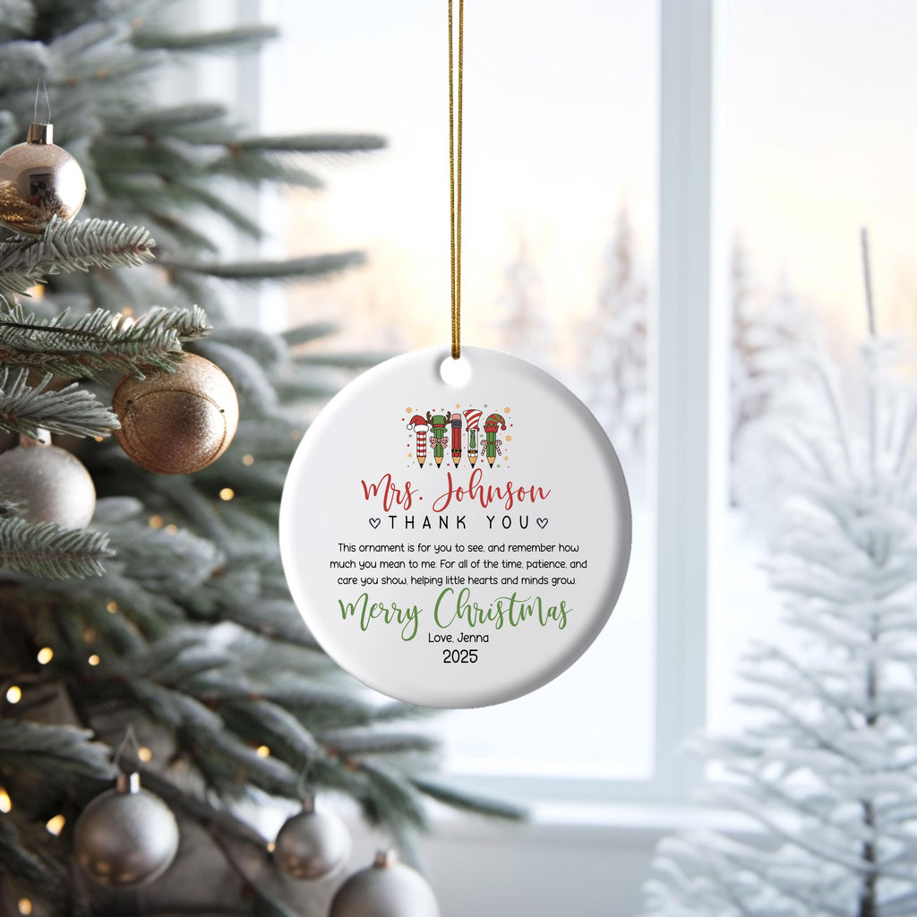 Personalized Teacher Christmas Ornament