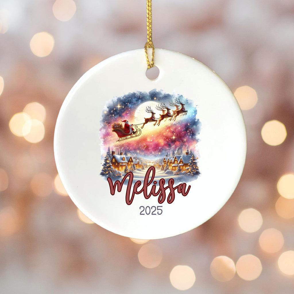 Personalized Christmas Ornament Watercolor Kids Gift Ornament Custom Christmas Gift Merry Christmas Custom Name Gift Girl Orn