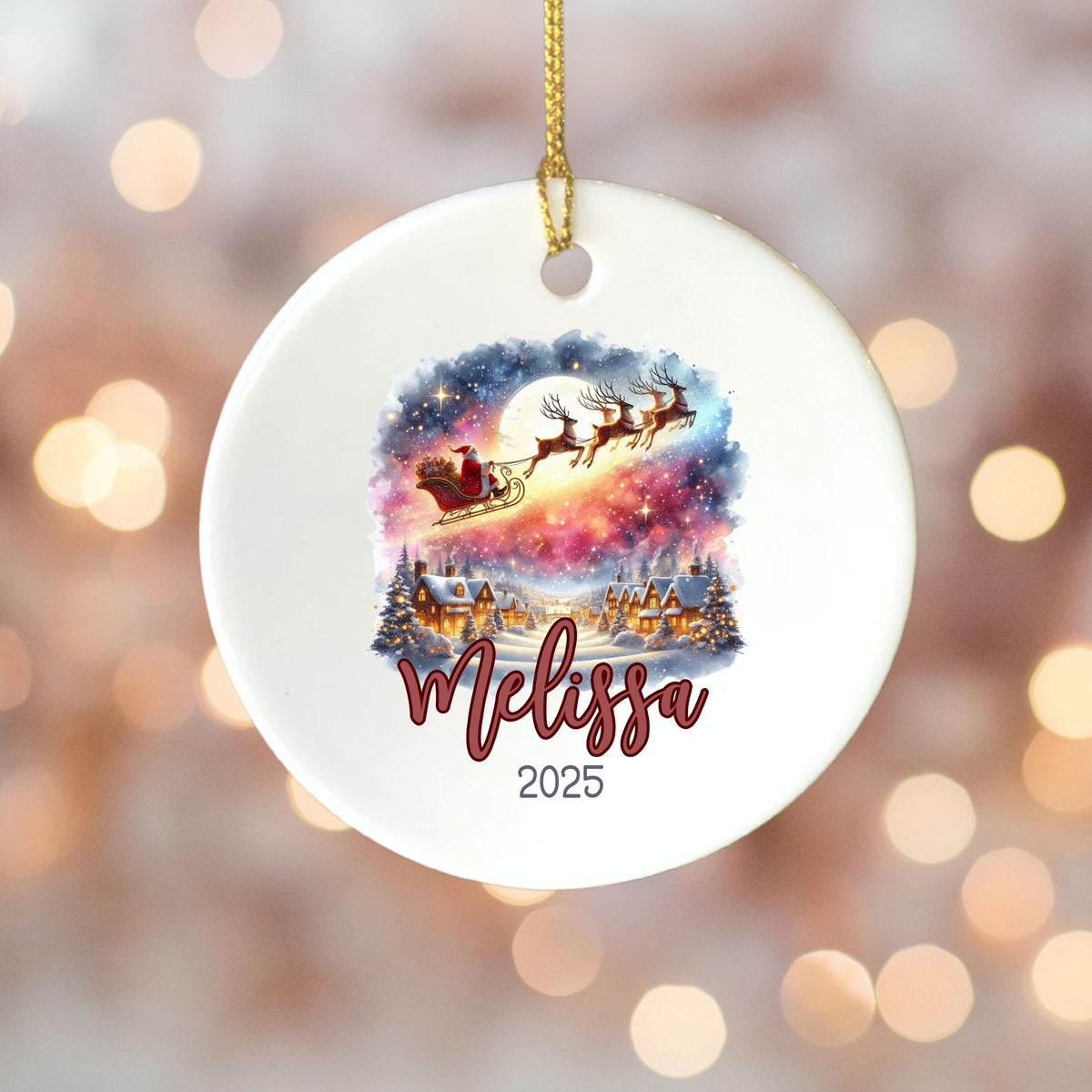 Personalized Christmas Ornament Watercolor Kids Gift Ornament Custom Christmas Gift Merry Christmas Custom Name Gift Girl Orn
