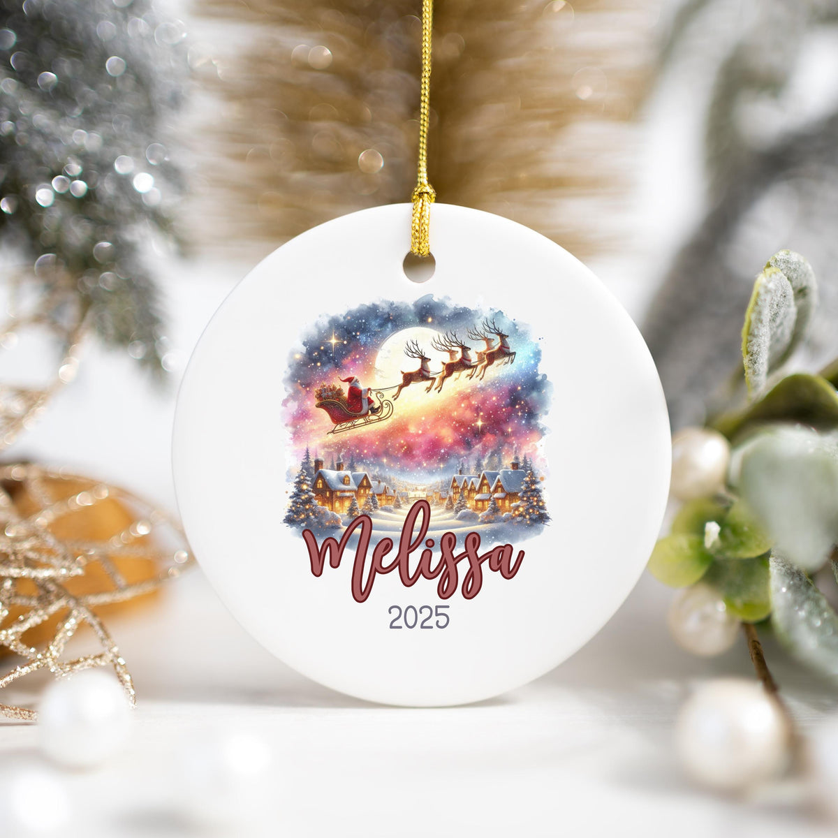 Personalized Christmas Ornament Watercolor Kids Gift Ornament Custom Christmas Gift Merry Christmas Custom Name Gift Girl Orn