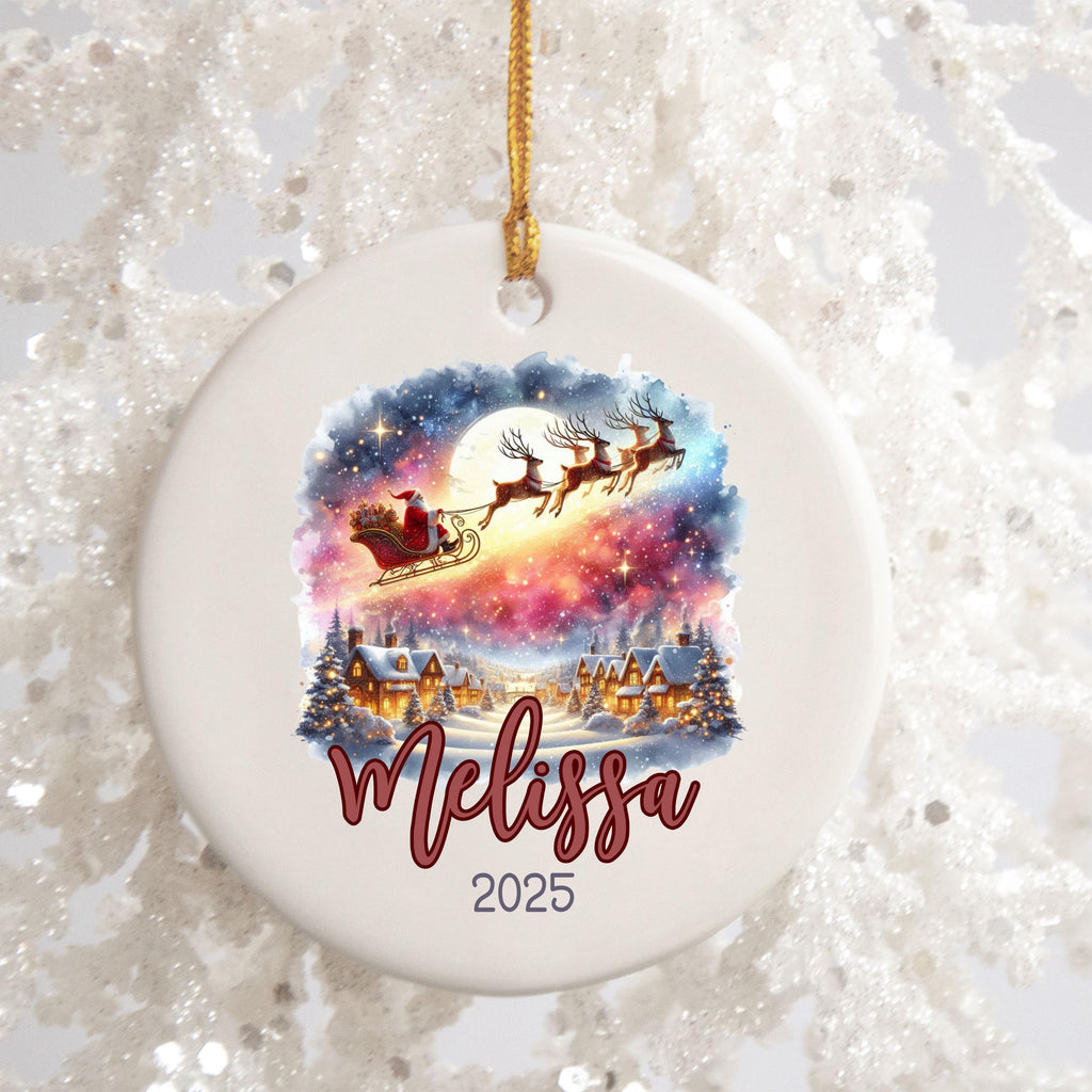 Personalized Christmas Ornament Watercolor Kids Gift Ornament Custom Christmas Gift Merry Christmas Custom Name Gift Girl Orn