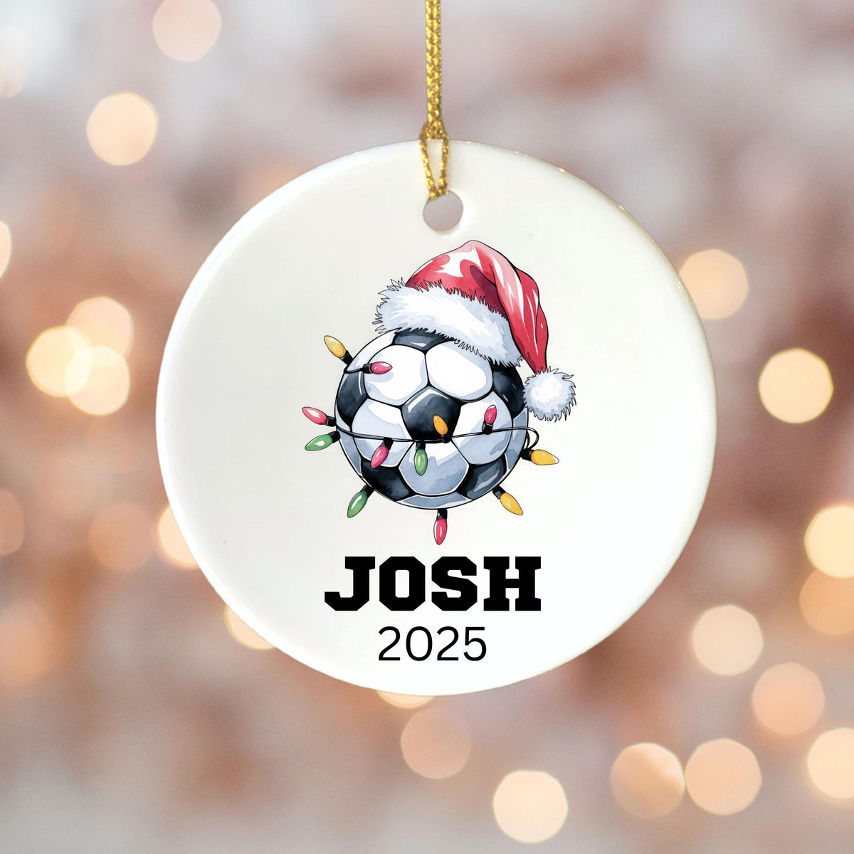 Personalized soccer Christmas ornament for a soccer player