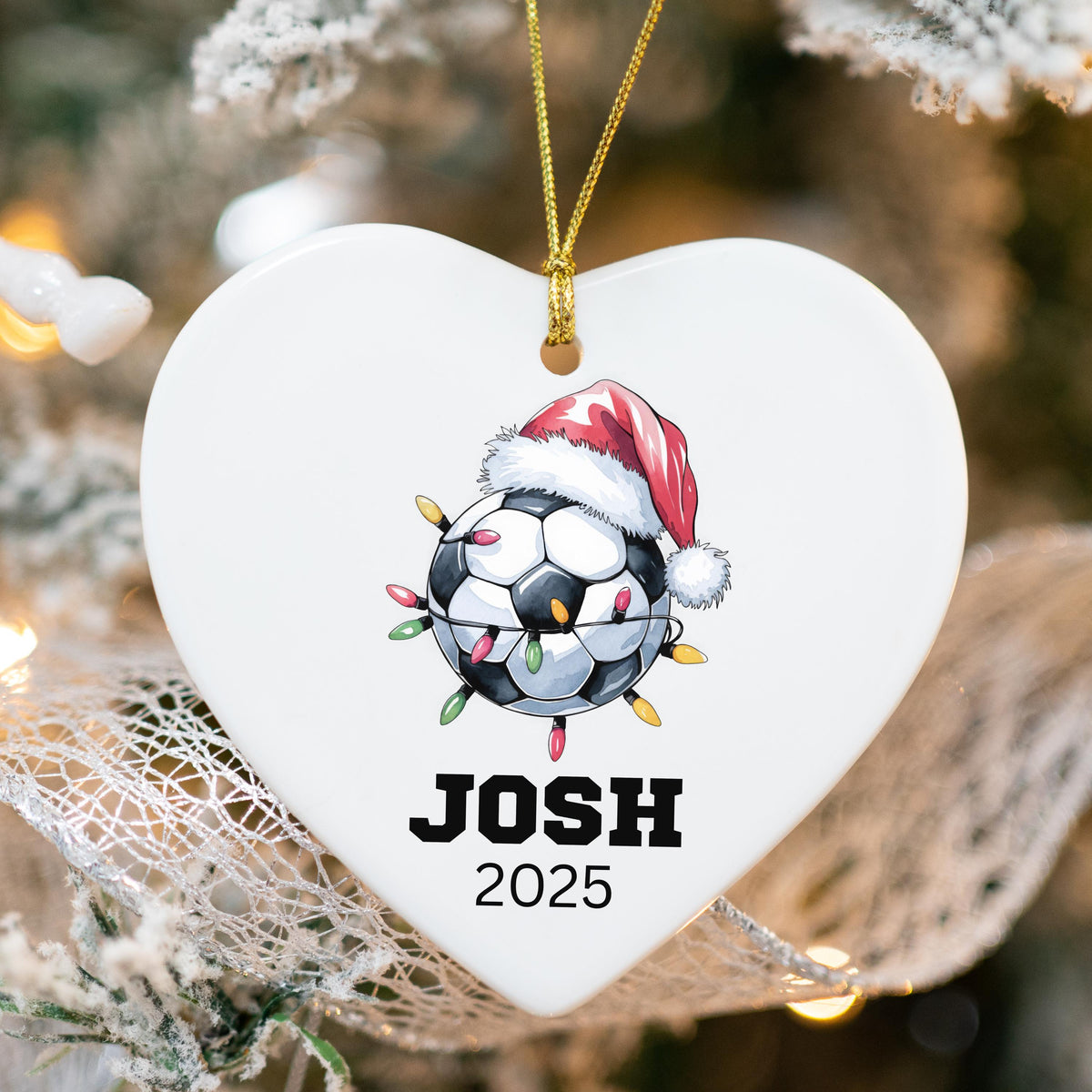 Personalized soccer Christmas ornament for a soccer player