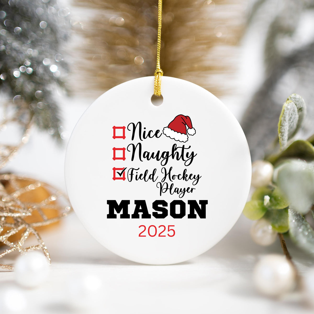 Field Hockey Ornament Custom Field Hockey Christmas Ornament Personalized Field Hockey Ornament Field Hockey Team Field Hocke