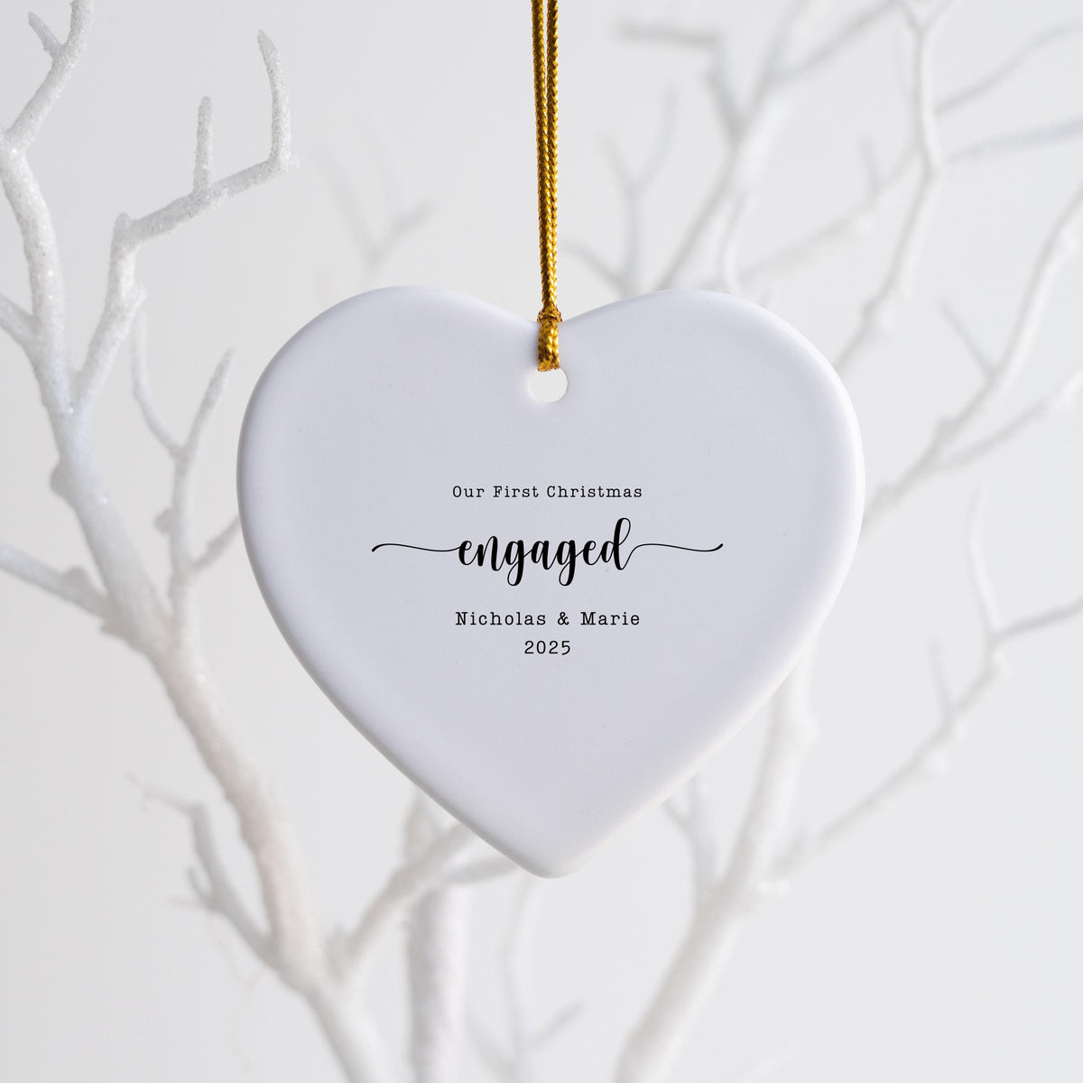 Engaged Ornament Engagement Ornament Keepsake Engagement Gift for Engaged Couple First Christmas Engaged Personalized Christm