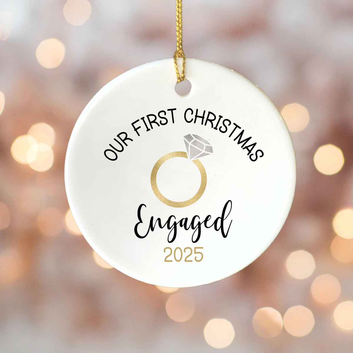 Engaged Ornament Engagement Ornament Keepsake Engagement Gift for Engaged Couple First Christmas Engaged Personalized Christm