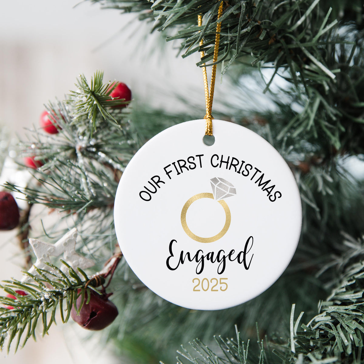 Engaged Ornament Engagement Ornament Keepsake Engagement Gift for Engaged Couple First Christmas Engaged Personalized Christm