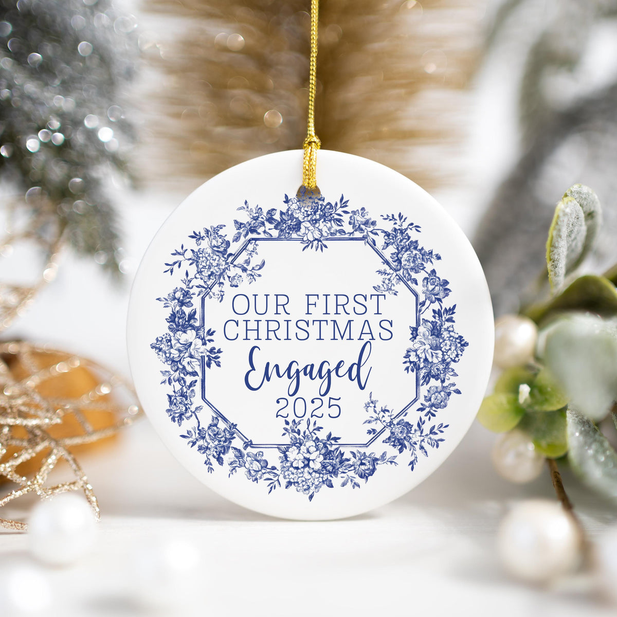 Engaged Ornament Engagement Ornament Keepsake Engagement Gift for Engaged Couple First Christmas Engaged Personalized Christm