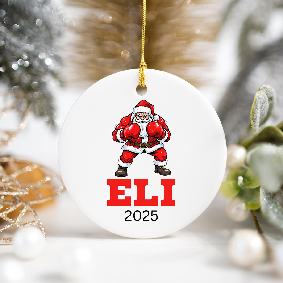 Personalized Boxing Christmas Ornament Boxing Gloves Inspirational Gift Sports Hobby Occupation Boxer Boxing Gamer Player Tre