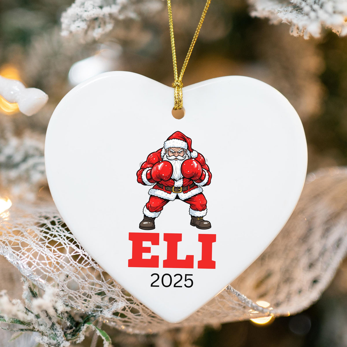 Personalized Boxing Christmas Ornament Boxing Gloves Inspirational Gift Sports Hobby Occupation Boxer Boxing Gamer Player Tre