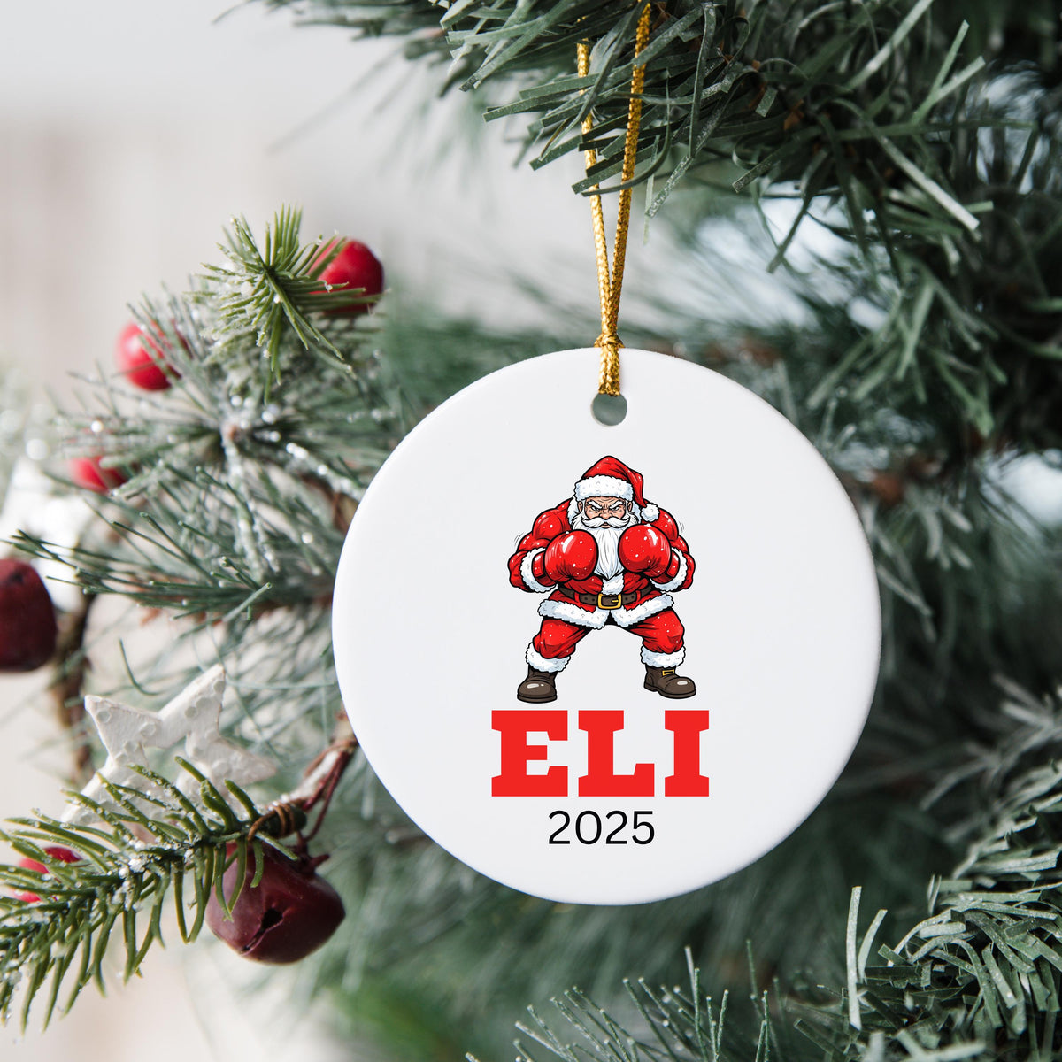 Personalized Boxing Christmas Ornament Boxing Gloves Inspirational Gift Sports Hobby Occupation Boxer Boxing Gamer Player Tre