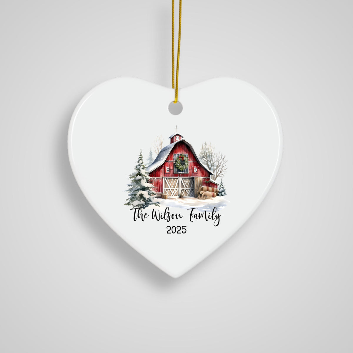 Custom Barn Christmas Ornament Personalized Family Ornament Family Farm Christmas Gift for Family Rustic Christmas on the Far