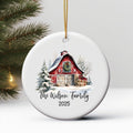 Custom Barn Christmas Ornament Personalized Family Ornament Family Farm Christmas Gift for Family Rustic Christmas on the Far