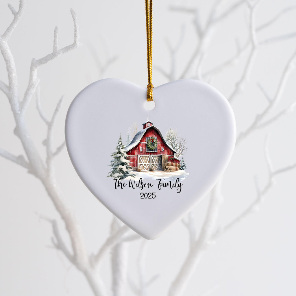 Custom Barn Christmas Ornament Personalized Family Ornament Family Farm Christmas Gift for Family Rustic Christmas on the Far