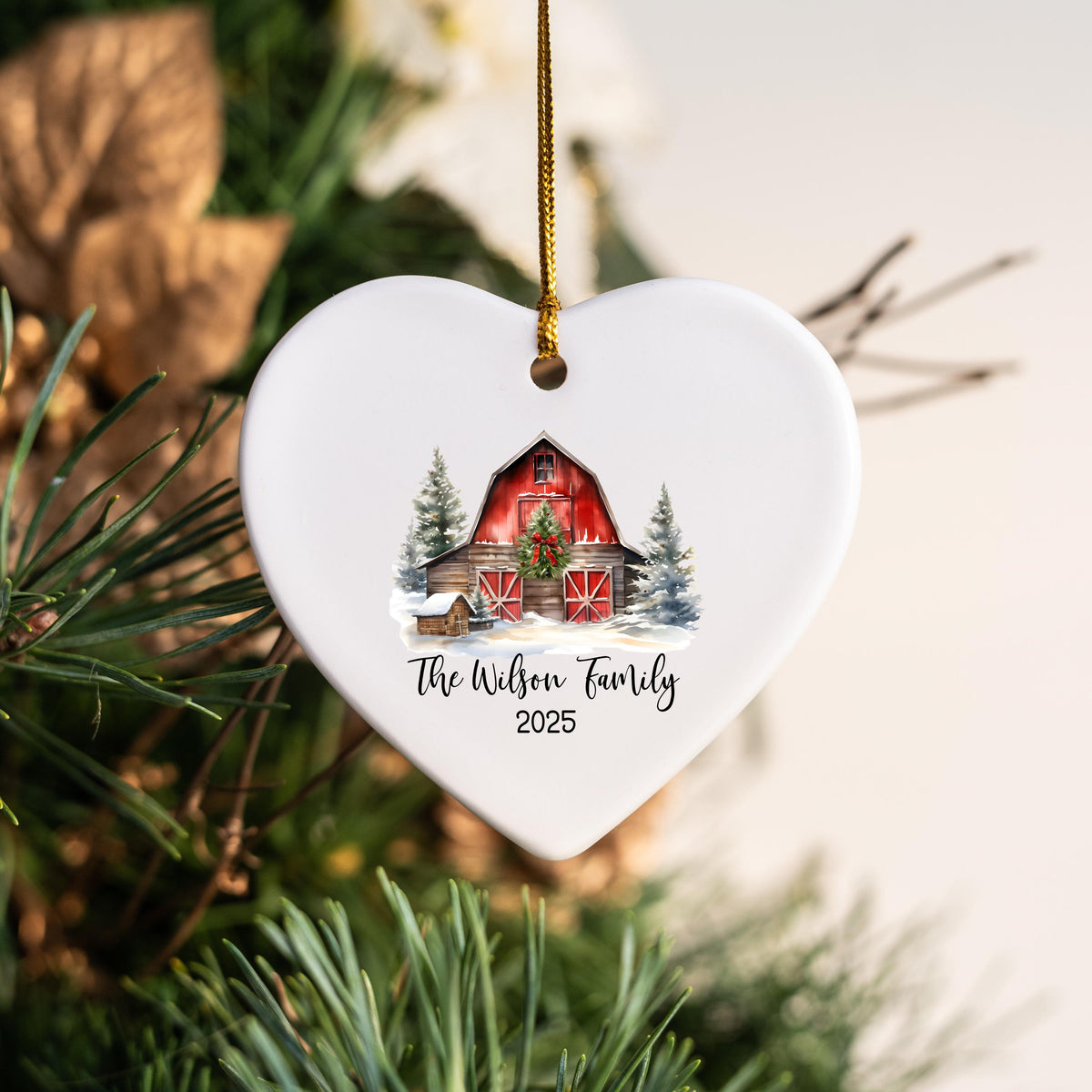 Custom Barn Christmas Ornament Personalized Family Ornament Family Farm Christmas Gift for Family Rustic Christmas on the Far
