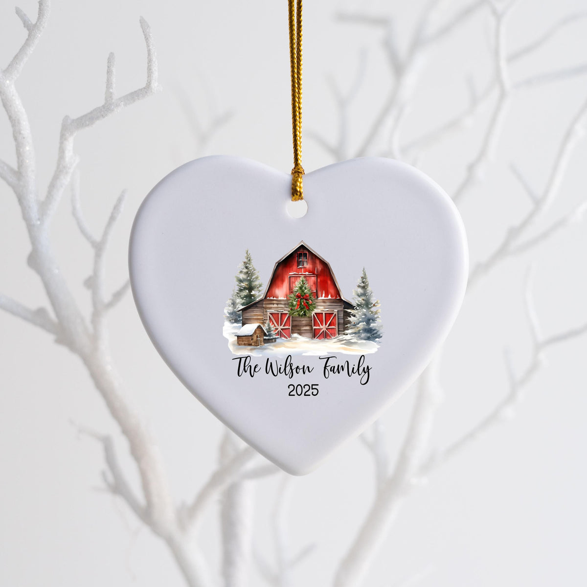 Custom Barn Christmas Ornament Personalized Family Ornament Family Farm Christmas Gift for Family Rustic Christmas on the Far