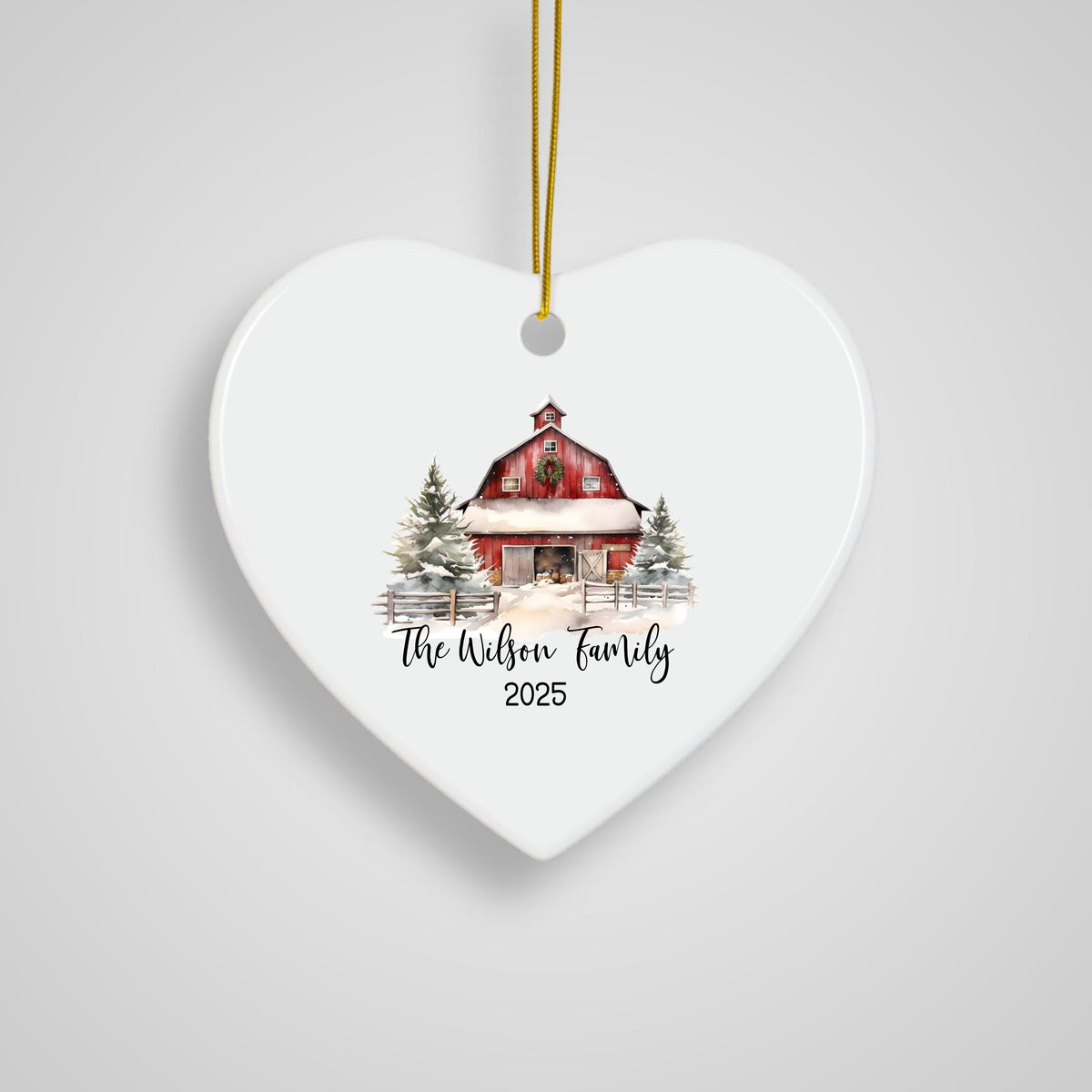 Custom Barn Christmas Ornament Personalized Family Ornament Family Farm Christmas Gift for Family Rustic Christmas on the Far
