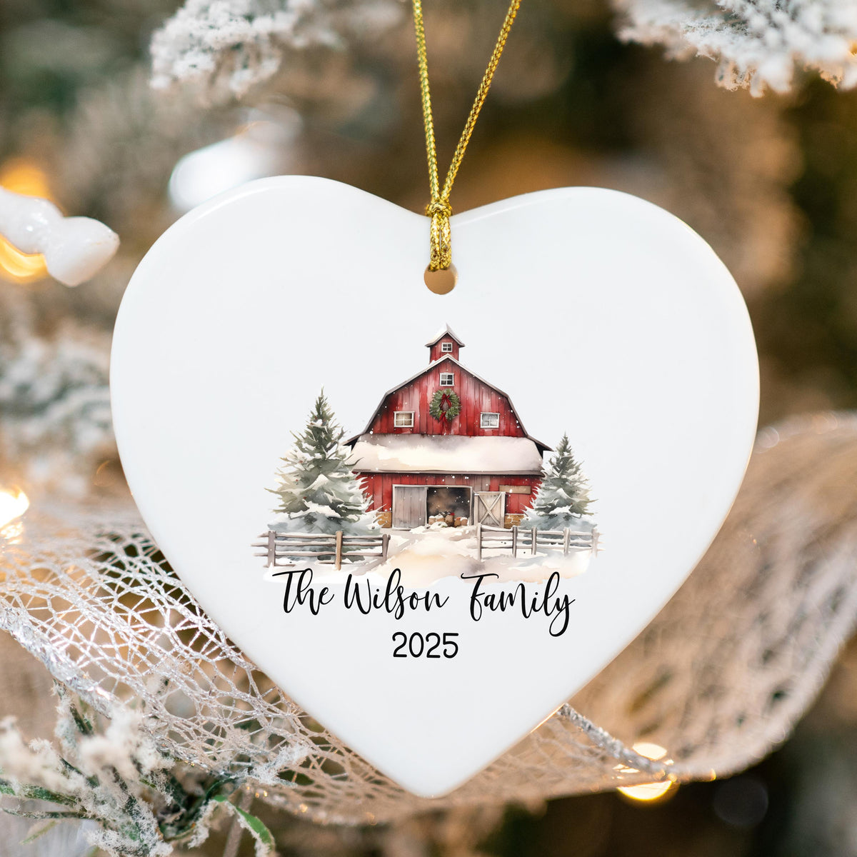 Custom Barn Christmas Ornament Personalized Family Ornament Family Farm Christmas Gift for Family Rustic Christmas on the Far