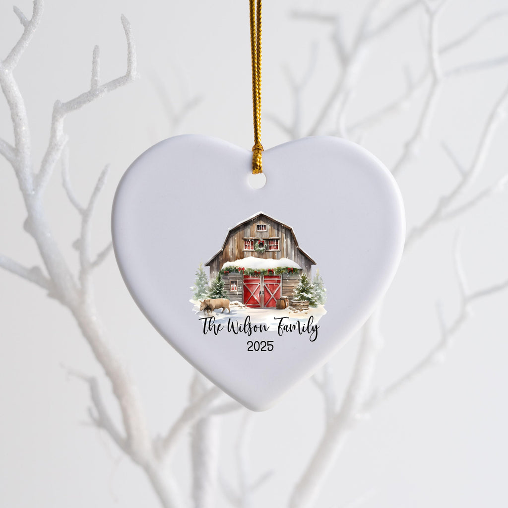 Custom Barn Christmas Ornament Personalized Family Ornament Family Farm Christmas Gift for Family Rustic Christmas on the Far