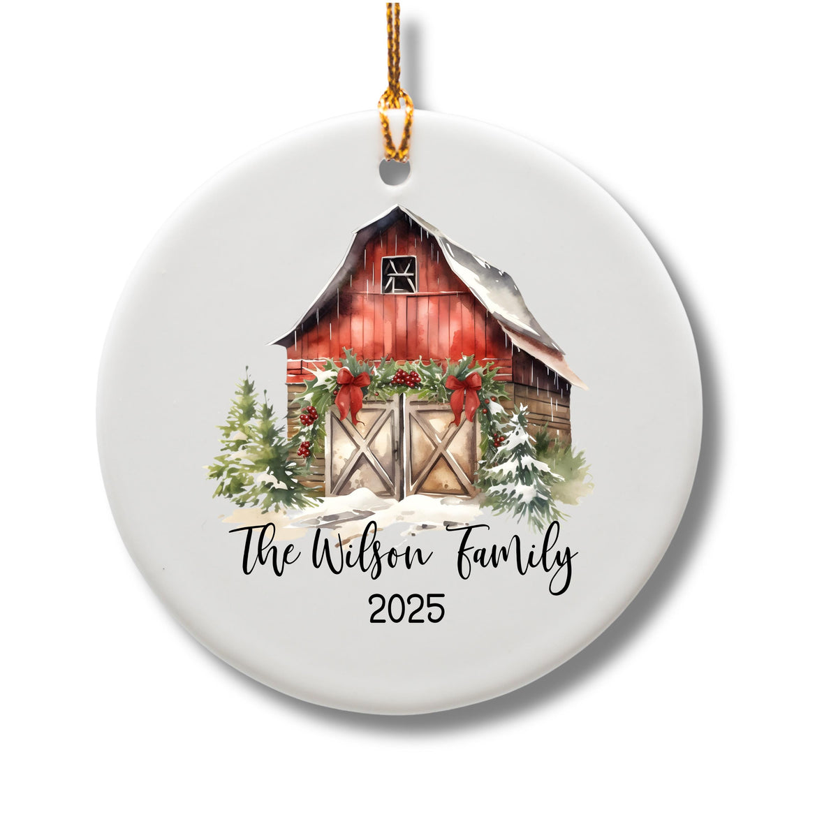 Custom Barn Christmas Ornament Personalized Family Ornament Family Farm Christmas Gift for Family Rustic Christmas on the Far