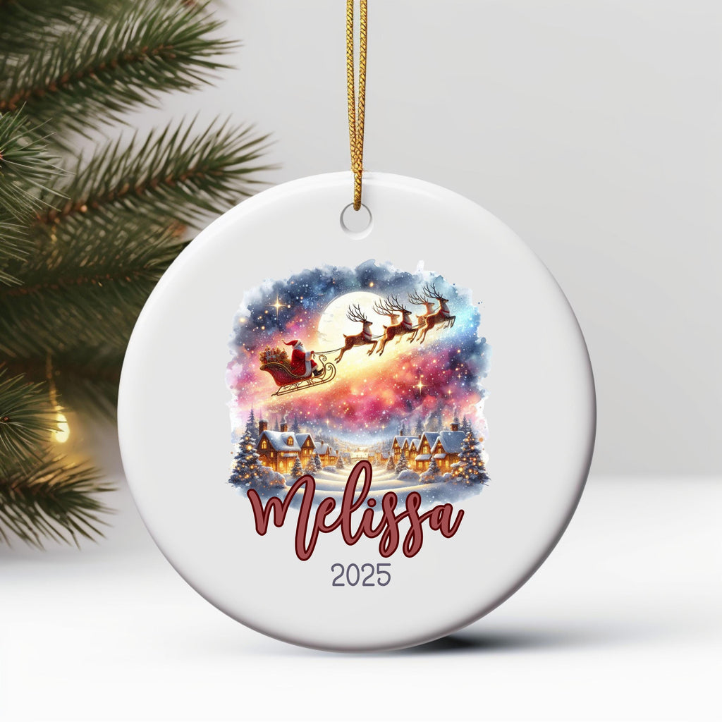 Personalized Christmas Ornament Watercolor Kids Gift Ornament Custom Christmas Gift Merry Christmas Custom Name Gift Girl Orn