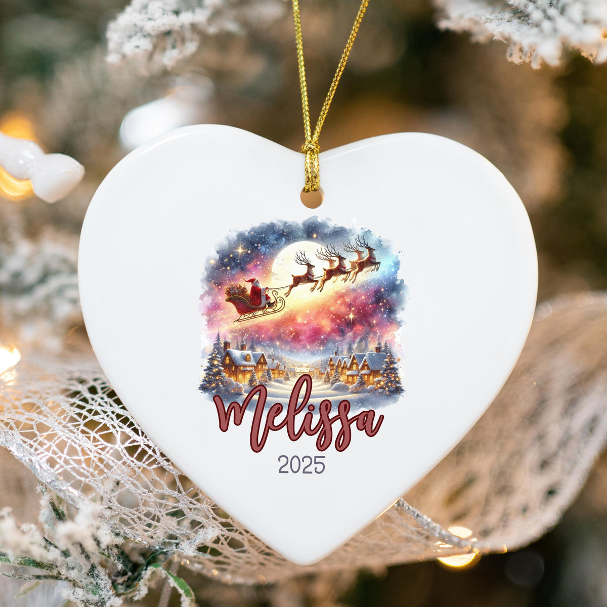 Personalized Christmas Ornament Watercolor Kids Gift Ornament Custom Christmas Gift Merry Christmas Custom Name Gift Girl Orn