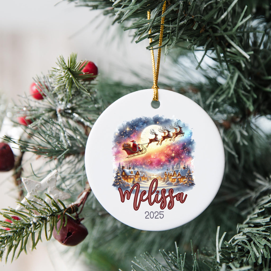 Personalized Christmas Ornament Watercolor Kids Gift Ornament Custom Christmas Gift Merry Christmas Custom Name Gift Girl Orn