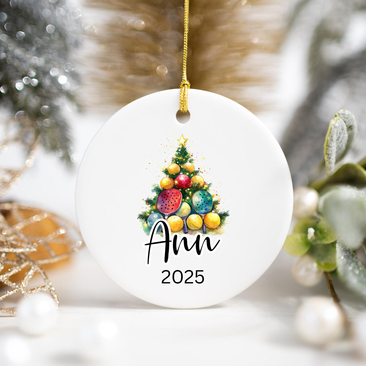 Personalized Pickleball Christmas Ornament