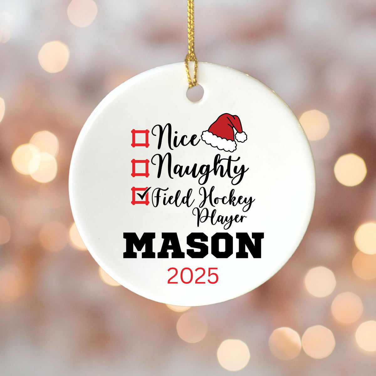 Field Hockey Ornament Custom Field Hockey Christmas Ornament Personalized Field Hockey Ornament Field Hockey Team Field Hocke
