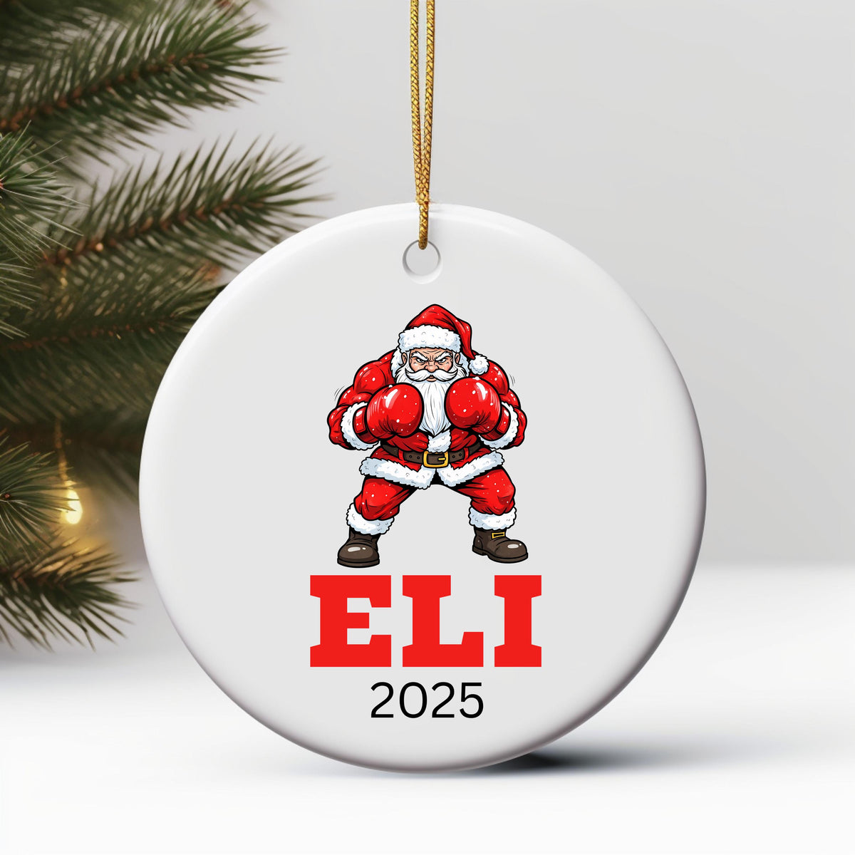 Personalized Boxing Christmas Ornament Boxing Gloves Inspirational Gift Sports Hobby Occupation Boxer Boxing Gamer Player Tre