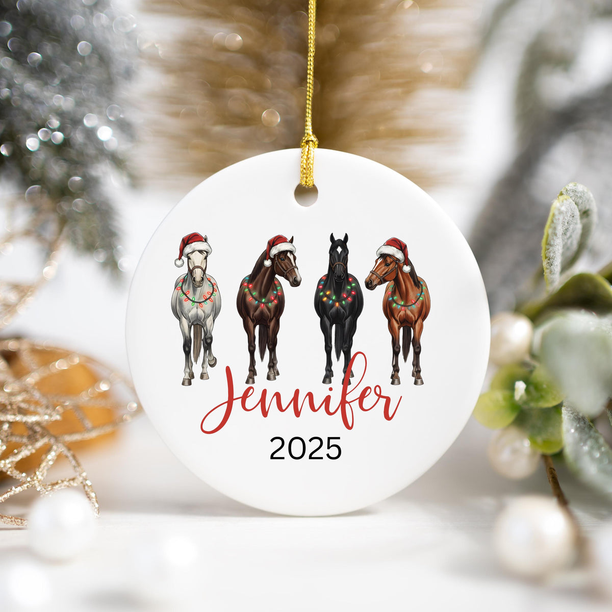 Horse Ornament Personalized Girl Horse Christmas Ornament Gift Riding a Horse Rider Christmas Ornament Custom Names Horse Lov