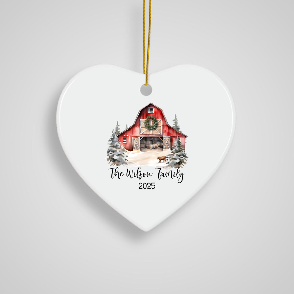 Custom Barn Christmas Ornament Personalized Family Ornament Family Farm Christmas Gift for Family Rustic Christmas on the Far