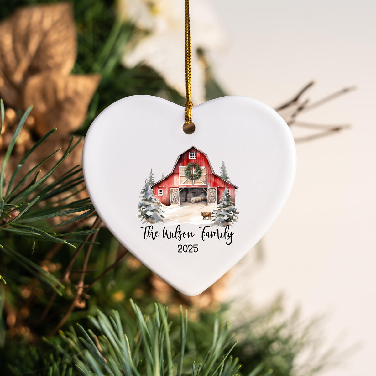 Custom Barn Christmas Ornament Personalized Family Ornament Family Farm Christmas Gift for Family Rustic Christmas on the Far