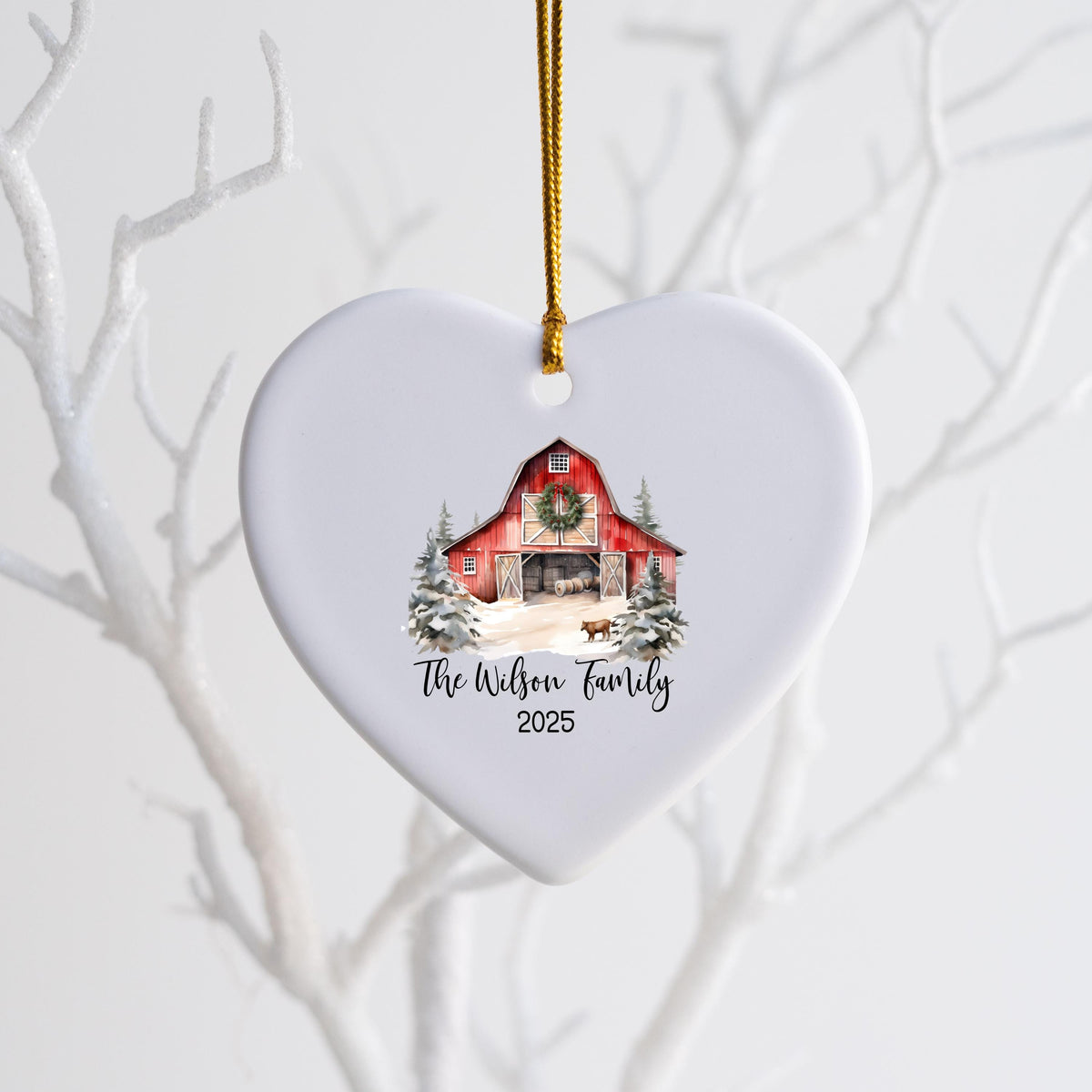 Custom Barn Christmas Ornament Personalized Family Ornament Family Farm Christmas Gift for Family Rustic Christmas on the Far