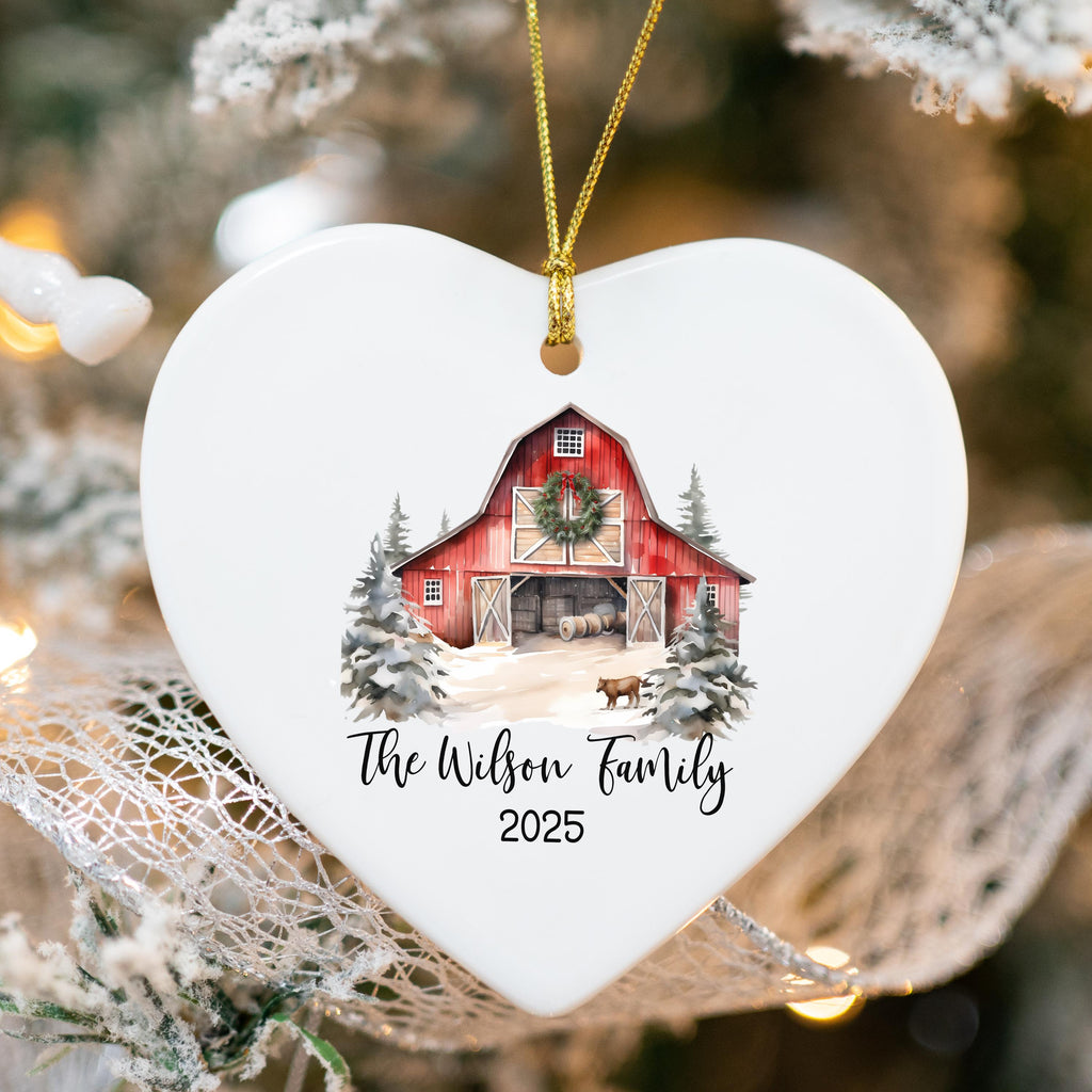 Custom Barn Christmas Ornament Personalized Family Ornament Family Farm Christmas Gift for Family Rustic Christmas on the Far