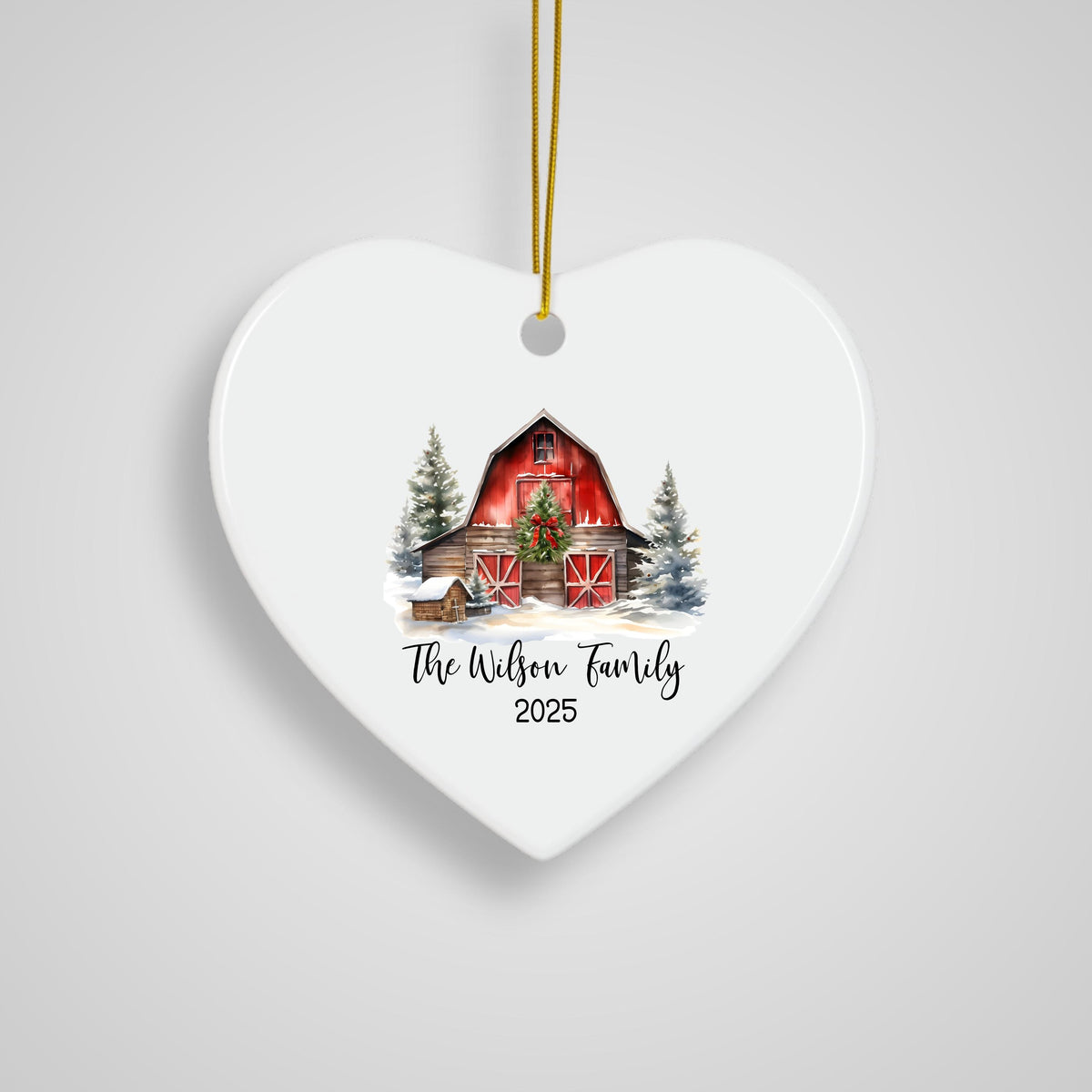 Custom Barn Christmas Ornament Personalized Family Ornament Family Farm Christmas Gift for Family Rustic Christmas on the Far