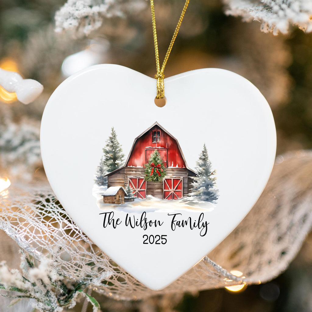 Custom Barn Christmas Ornament Personalized Family Ornament Family Farm Christmas Gift for Family Rustic Christmas on the Far