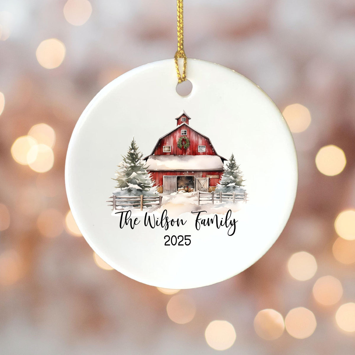 Custom Barn Christmas Ornament Personalized Family Ornament Family Farm Christmas Gift for Family Rustic Christmas on the Far