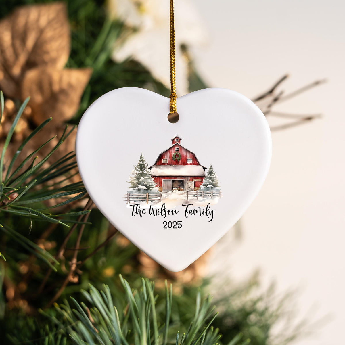 Custom Barn Christmas Ornament Personalized Family Ornament Family Farm Christmas Gift for Family Rustic Christmas on the Far