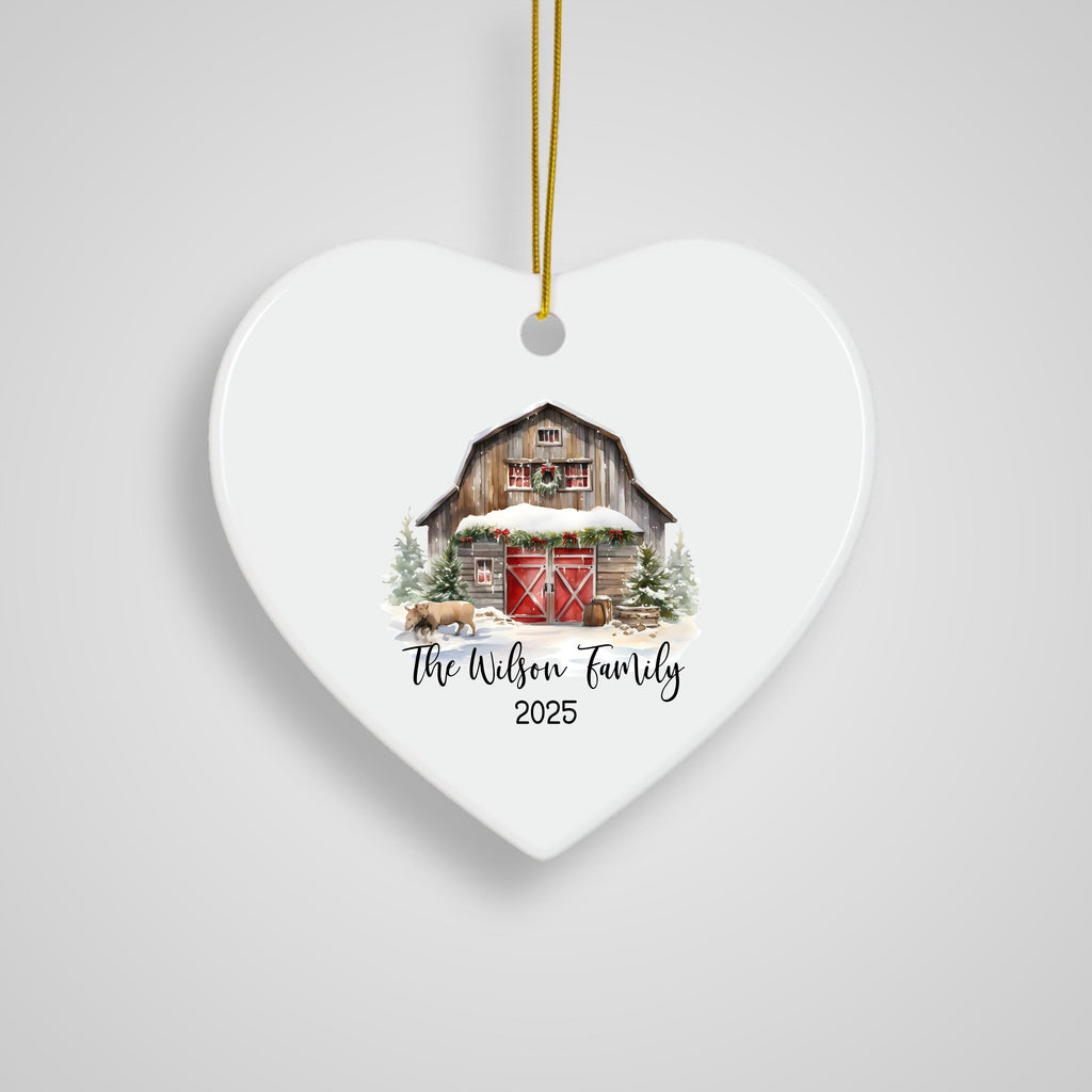 Custom Barn Christmas Ornament Personalized Family Ornament Family Farm Christmas Gift for Family Rustic Christmas on the Far