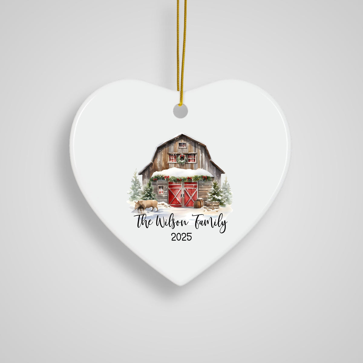 Custom Barn Christmas Ornament Personalized Family Ornament Family Farm Christmas Gift for Family Rustic Christmas on the Far