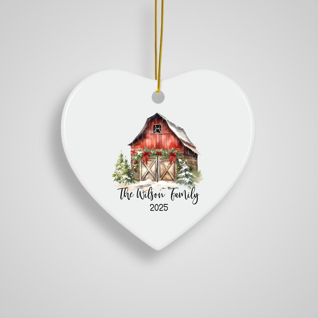 Custom Barn Christmas Ornament Personalized Family Ornament Family Farm Christmas Gift for Family Rustic Christmas on the Far