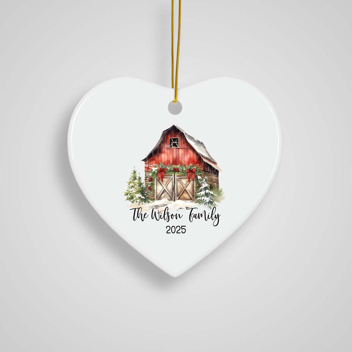 Custom Barn Christmas Ornament Personalized Family Ornament Family Farm Christmas Gift for Family Rustic Christmas on the Far
