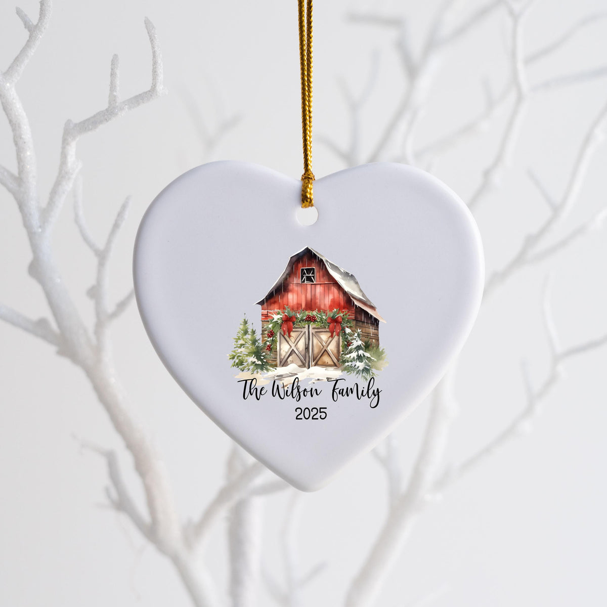 Custom Barn Christmas Ornament Personalized Family Ornament Family Farm Christmas Gift for Family Rustic Christmas on the Far