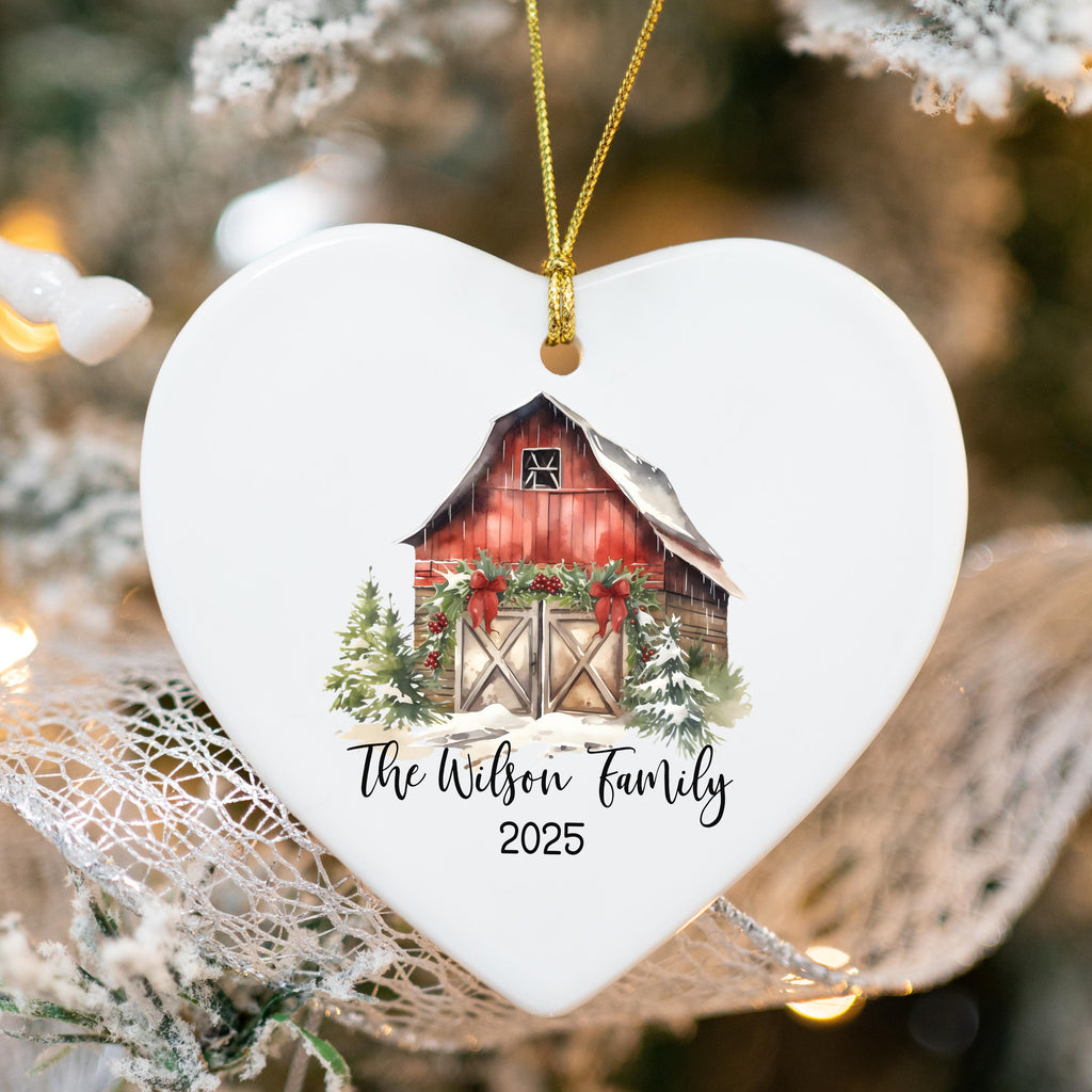 Custom Barn Christmas Ornament Personalized Family Ornament Family Farm Christmas Gift for Family Rustic Christmas on the Far