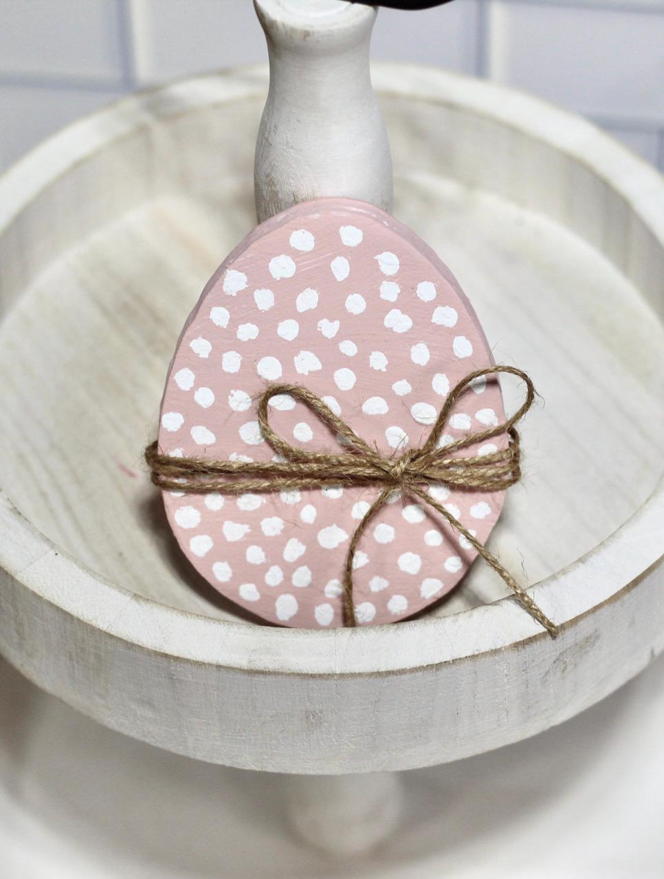 Wooden Easter Egg Easter Decor Tiered Tray Decor Pastel Eggs Pastel Easter Decor Polka Dot Spring Tiered Tray Decor Easter De