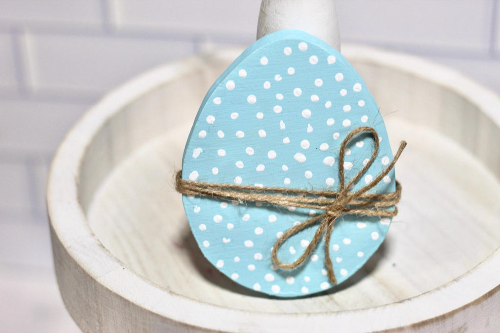 Wooden Easter Egg Easter Decor Tiered Tray Decor Pastel Eggs Pastel Easter Decor Polka Dot Spring Tiered Tray Decor Easter De