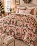 Pink Preppy Christmas Comforter